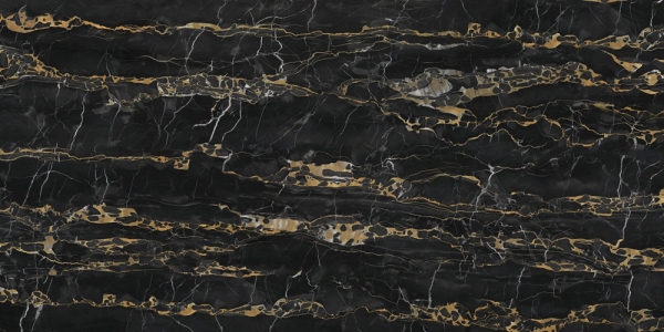 High Gloss Porcelain Slab Tile Portoro Gold