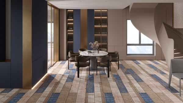 Plain Wooden Plank Tiles Denim Blue