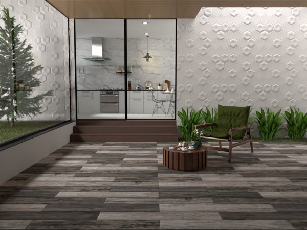 Punch Wooden Plank Tiles Deep Grey